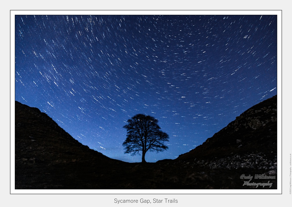 01-Sycamore Gap, Star Trails - (2880 x 1920)